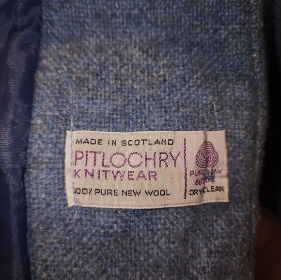 Pitlochry 100% Wool Blazer Blue Knitwear Medium Vintage - Picture 4 of 6